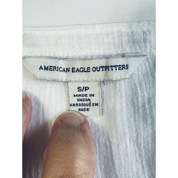 American Eagle Outfitters® White 3/4 Sleeve Blouse w/Embroidered Lace S/P India - Picture 11 of 15